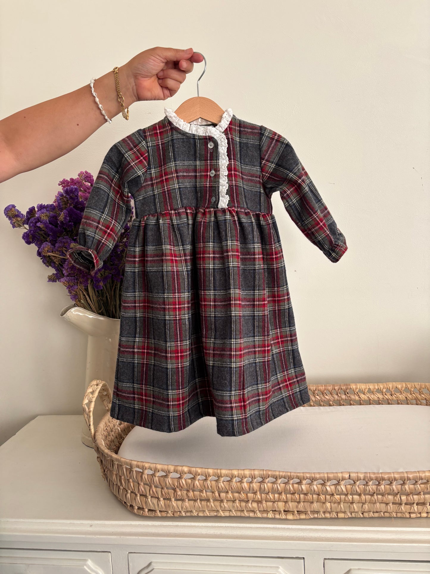 Camisa de Dormir Xadrez Vermelho e Cinza