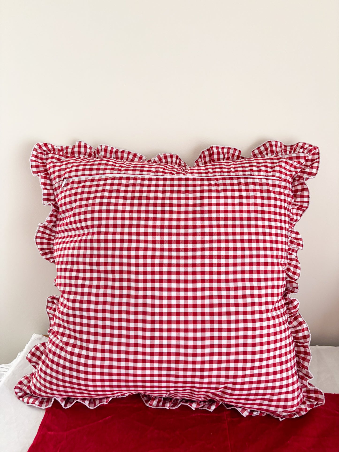 Capa Almofada Vichy Vermelho Folho