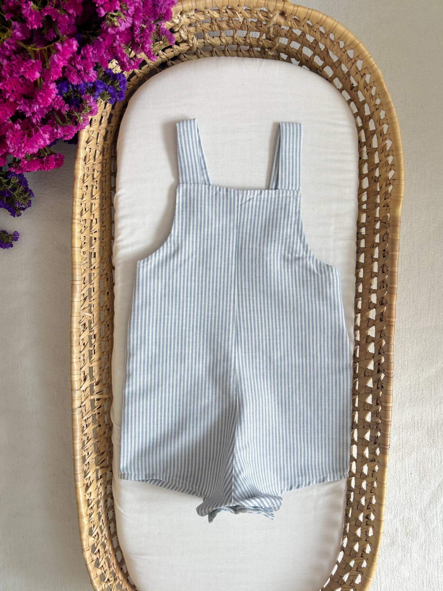 Jardineira Risca Azul