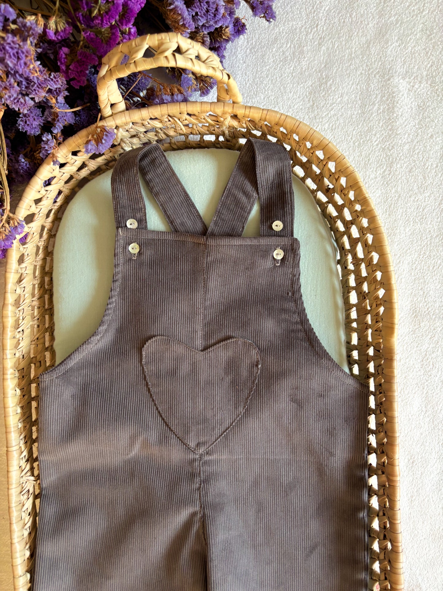 Jardineira Bombazine Cinza Coração