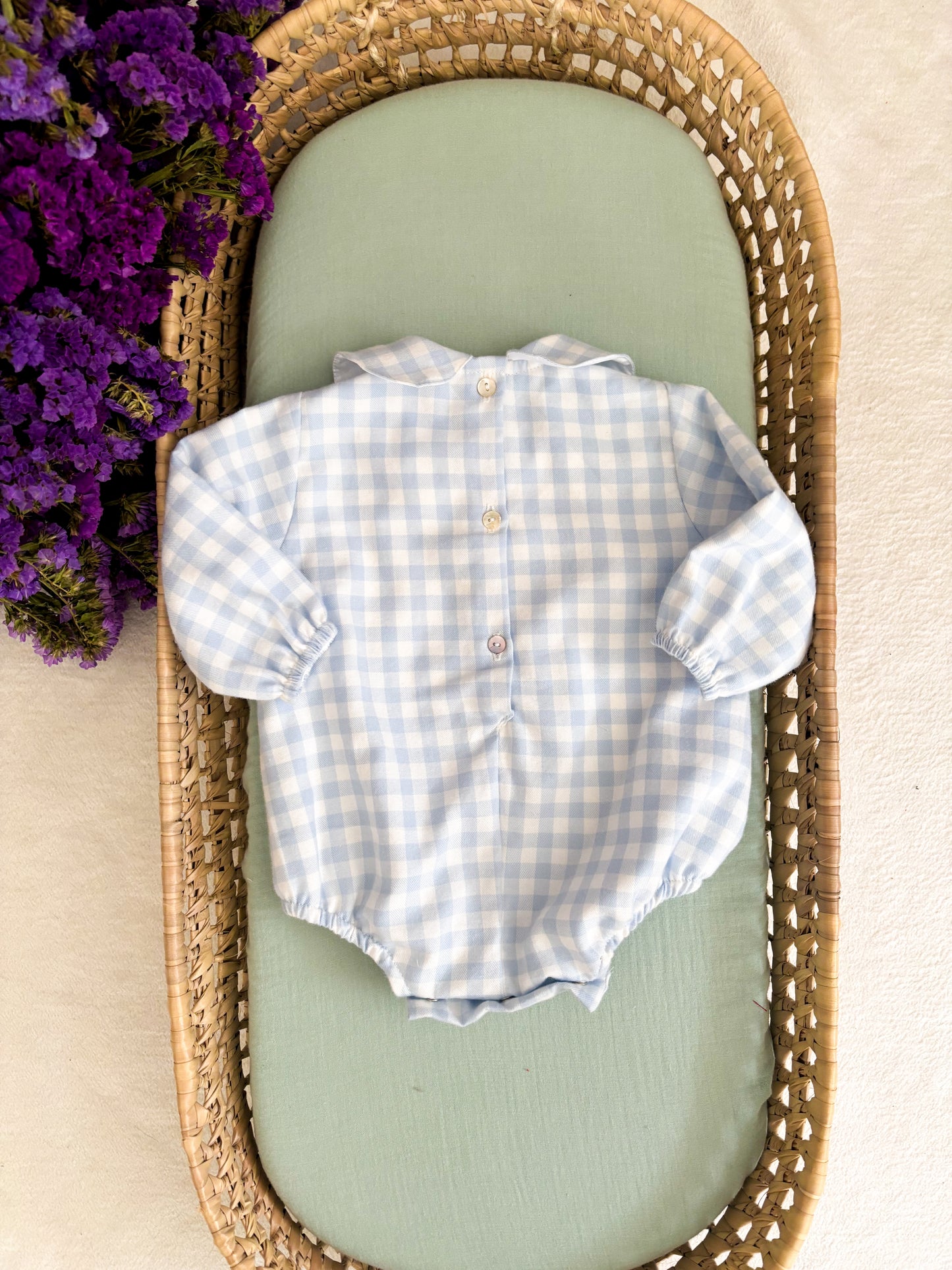 Baby Blue Vichy Romper