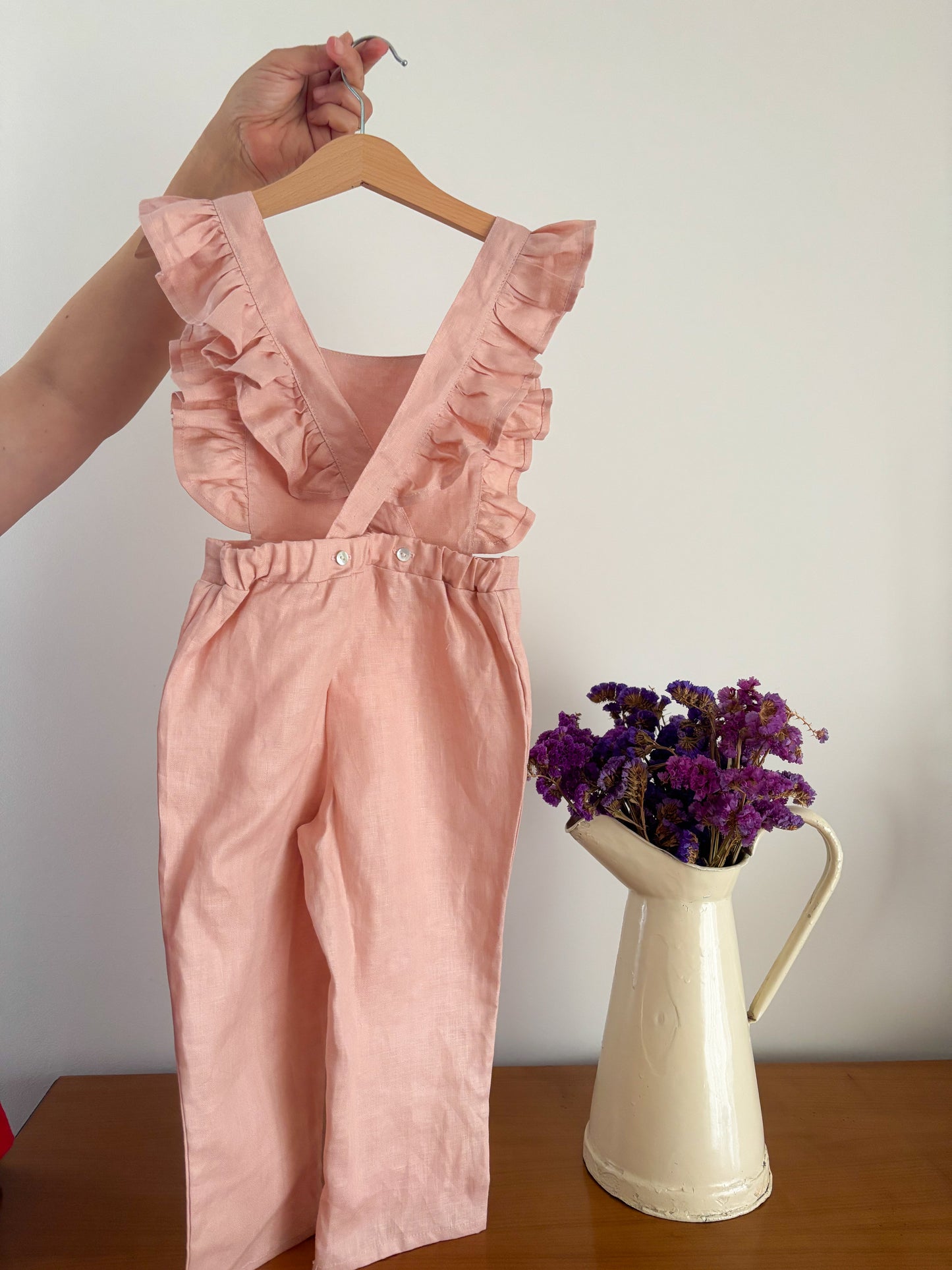 Jardineira Linho Rosa