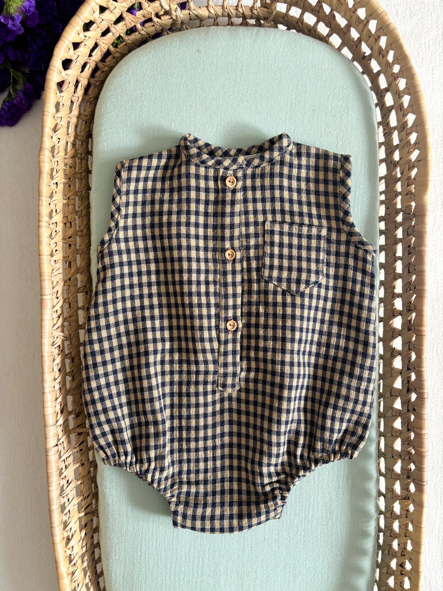 Fofo Vichy Camel e Azul Marinho