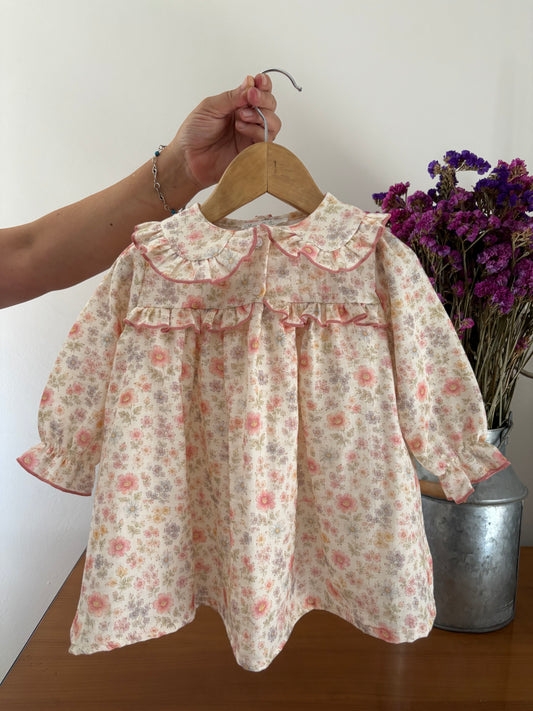 Vestido Musselina Florido Gola Boneca