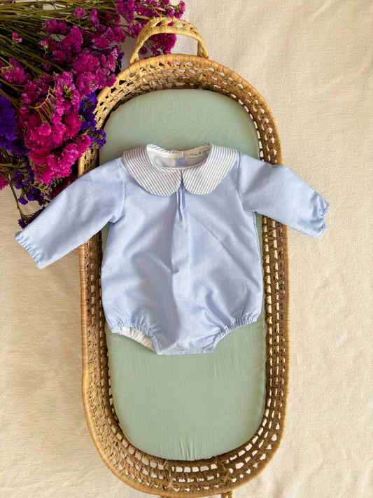 Fofo Oxford Risca Azul Manga Comprida