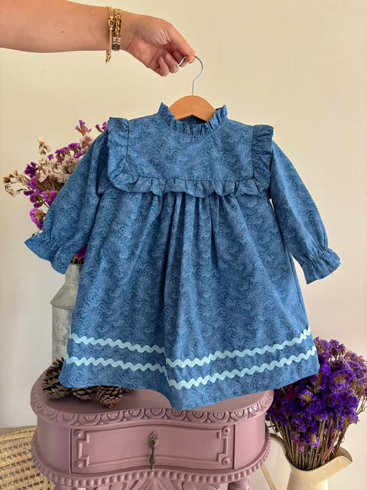 Vestido Azul Cornucópias Espiguilha