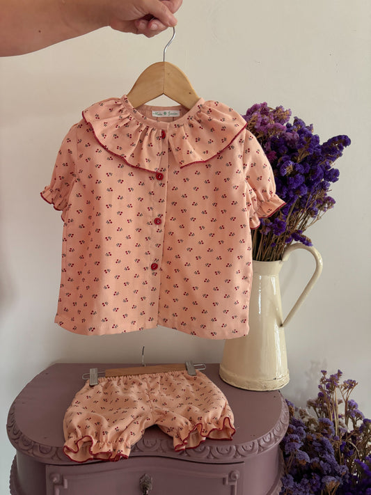 Pijama Musselina Cerejas Manga Curta