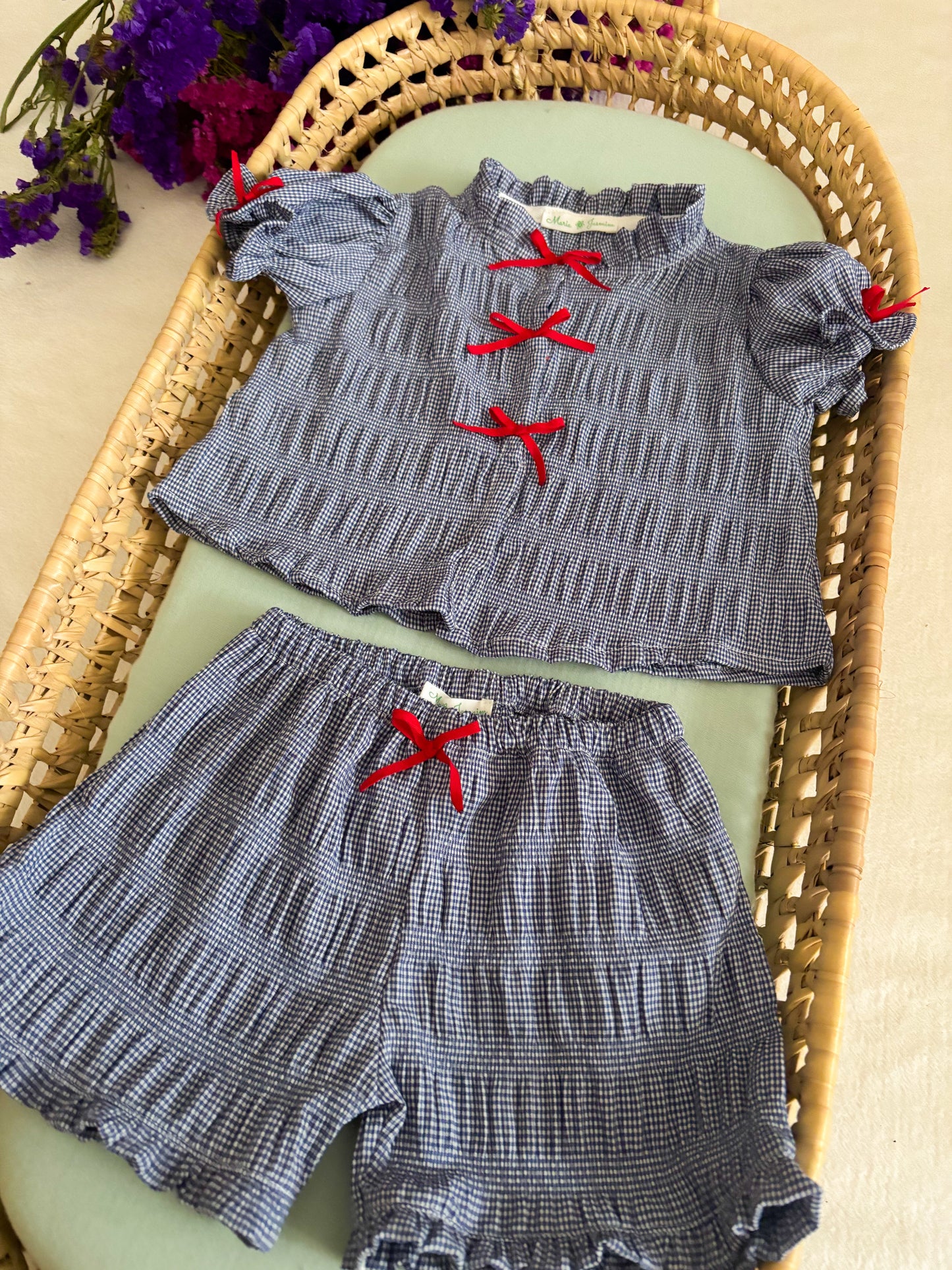 Conjunto Blusa e Calção Vichy Azul