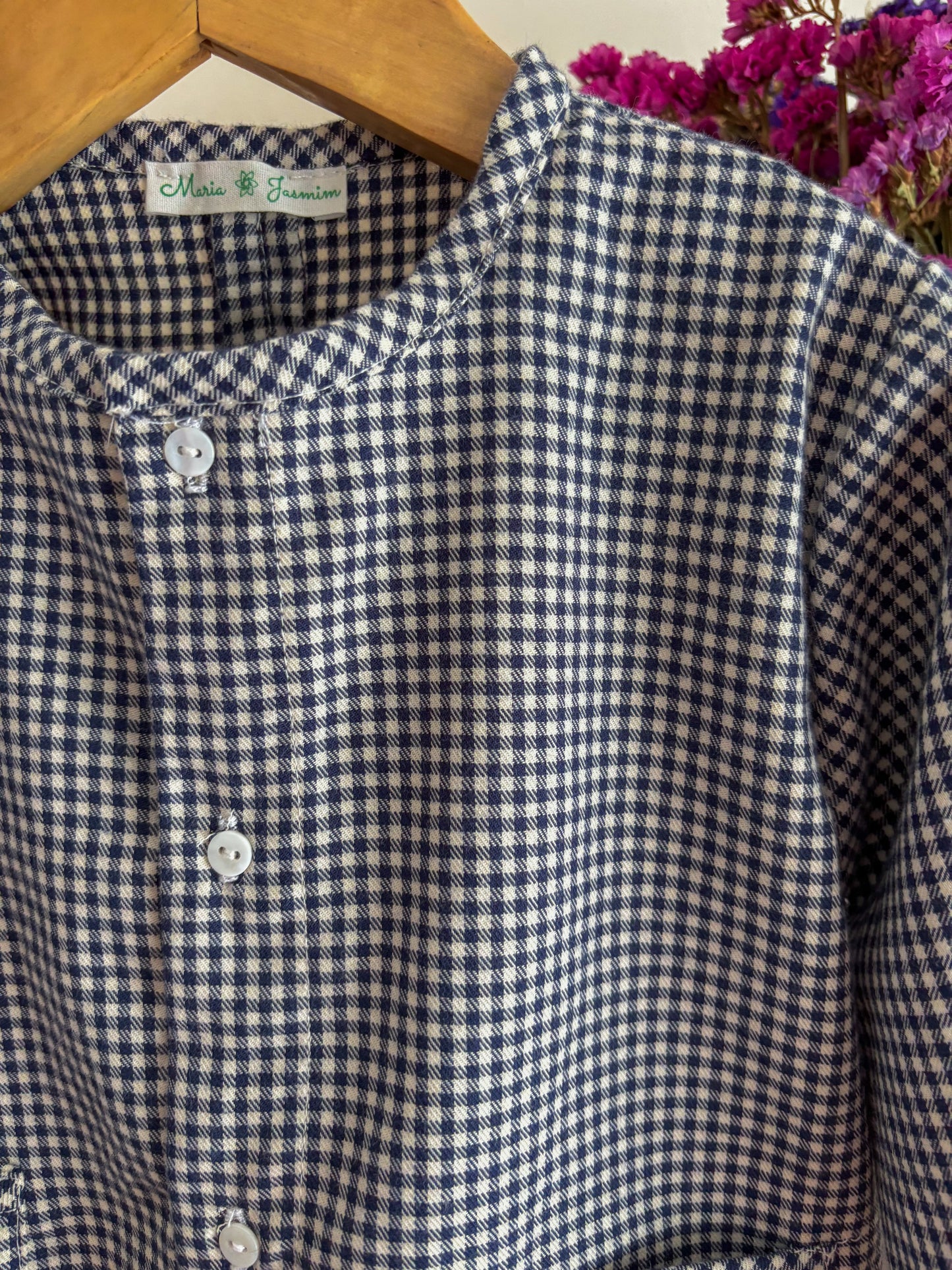 Pijama Vichy Azul Marinho Clássico