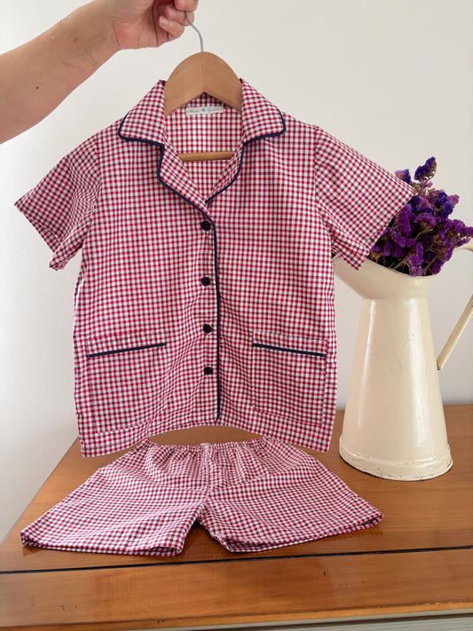 Pijama Clásico Vichy Rojo y Blanco