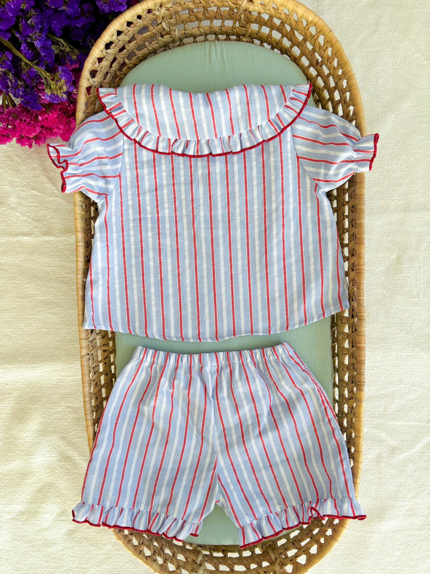 Pijama Risca Azul Gola Boneca