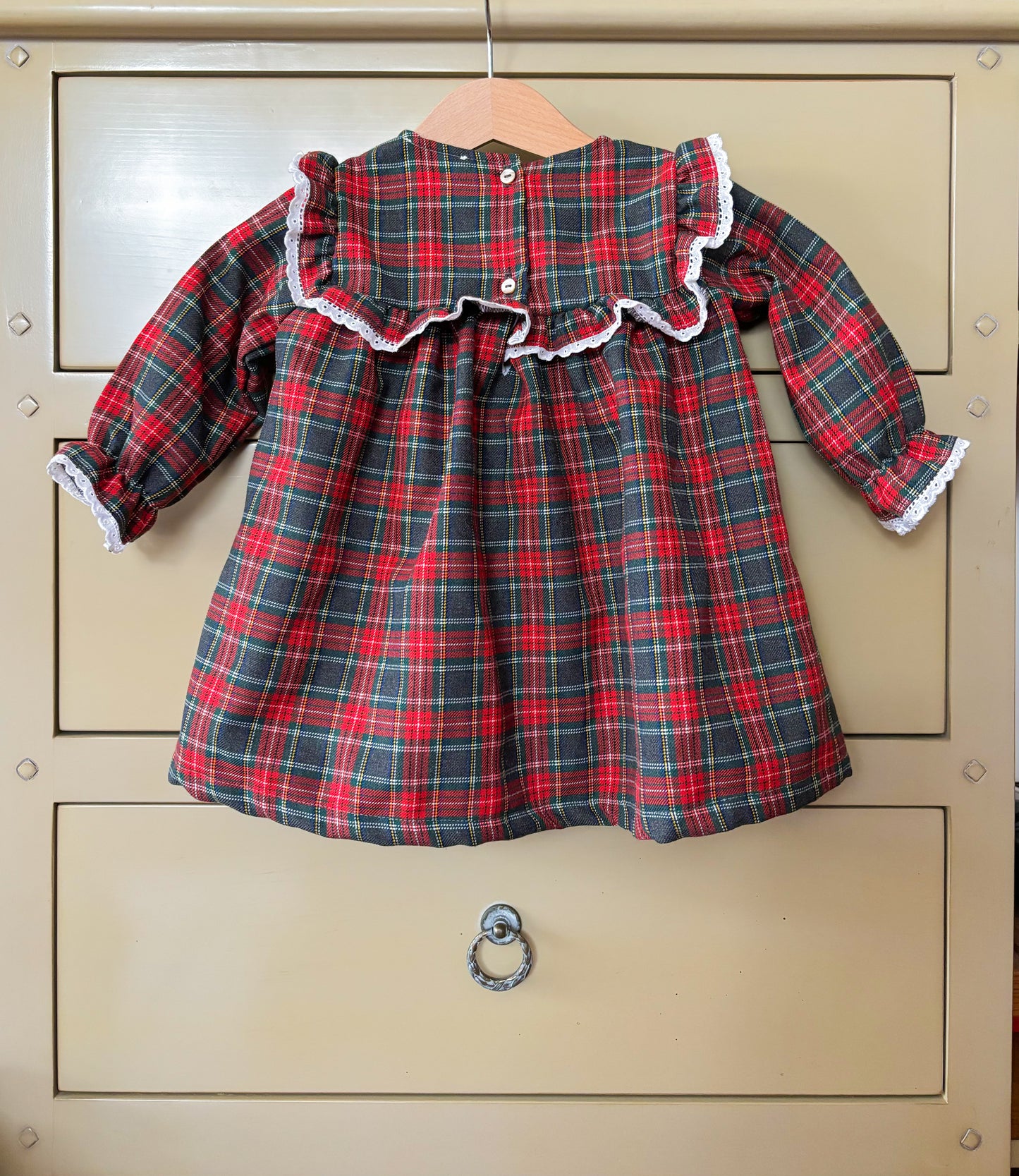 Vestido Tartan Cinza e Vermelho