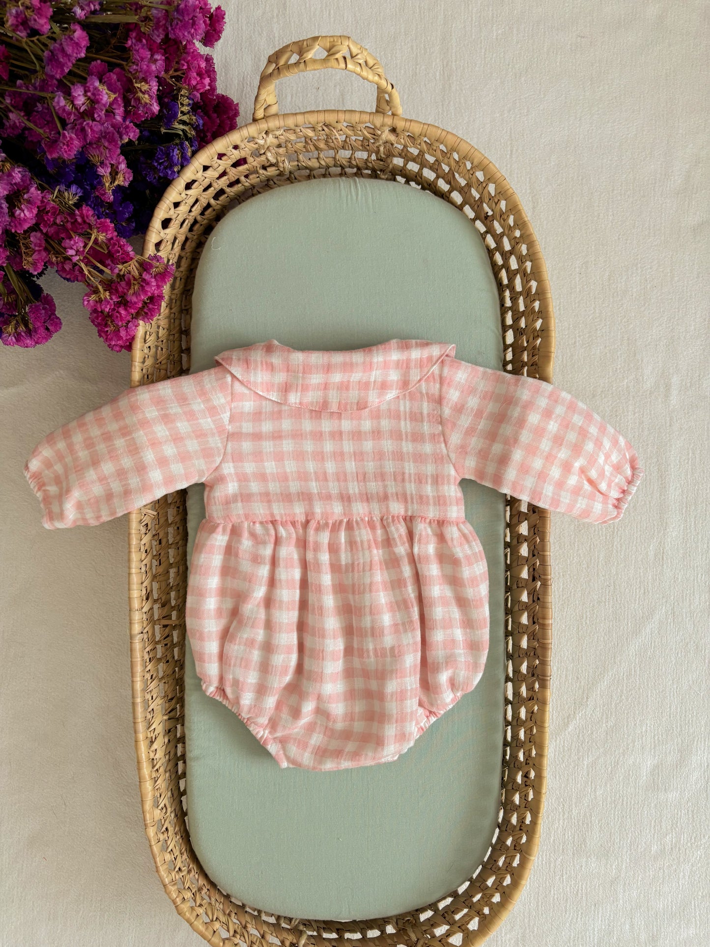 Fofo Musselina Vichy Rosa e Branco