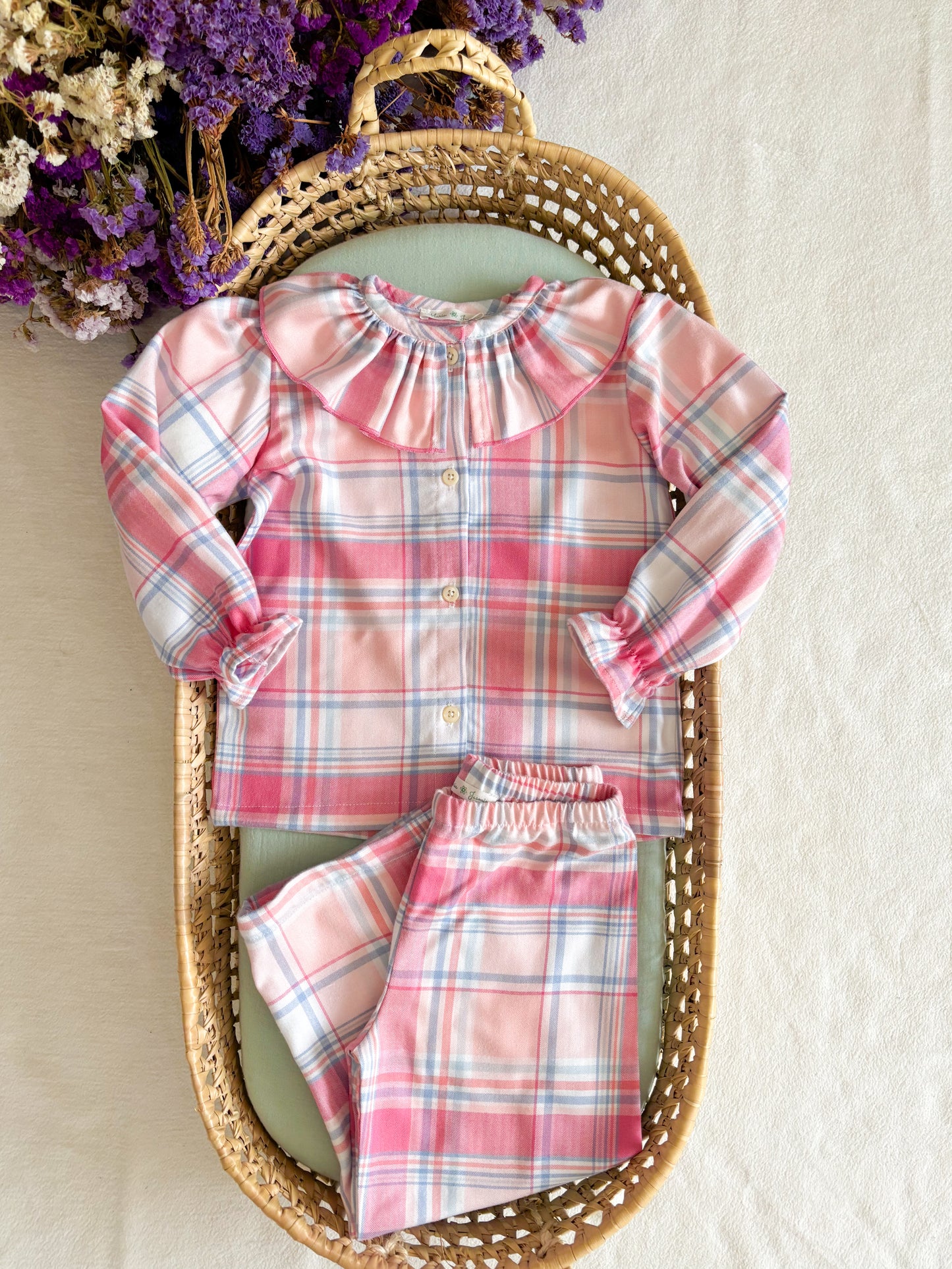 Pijama Xadrez Rosa Folho