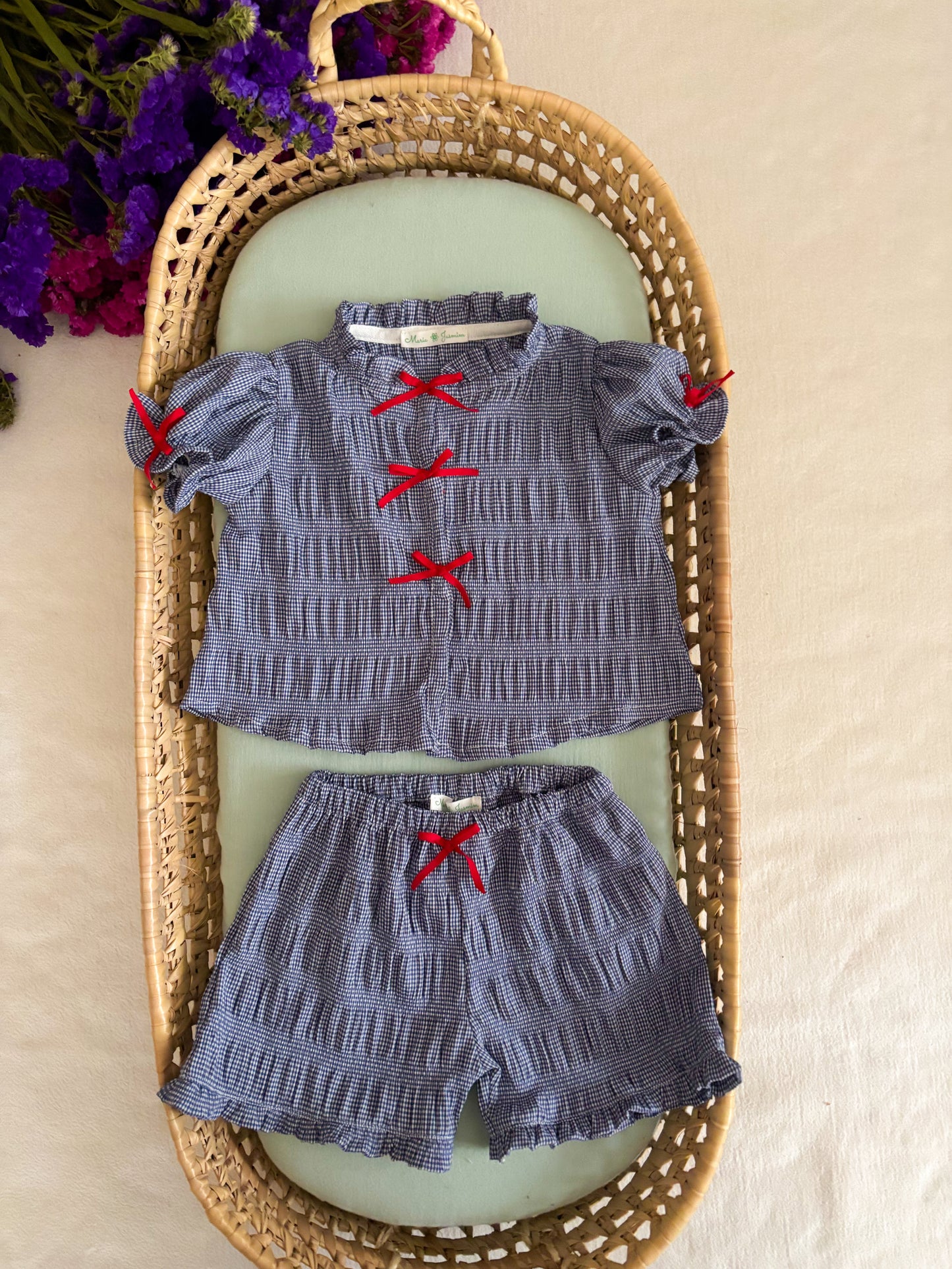 Conjunto Blusa e Calção Vichy Azul