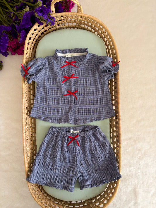 Conjunto Blusa e Calção Vichy Azul