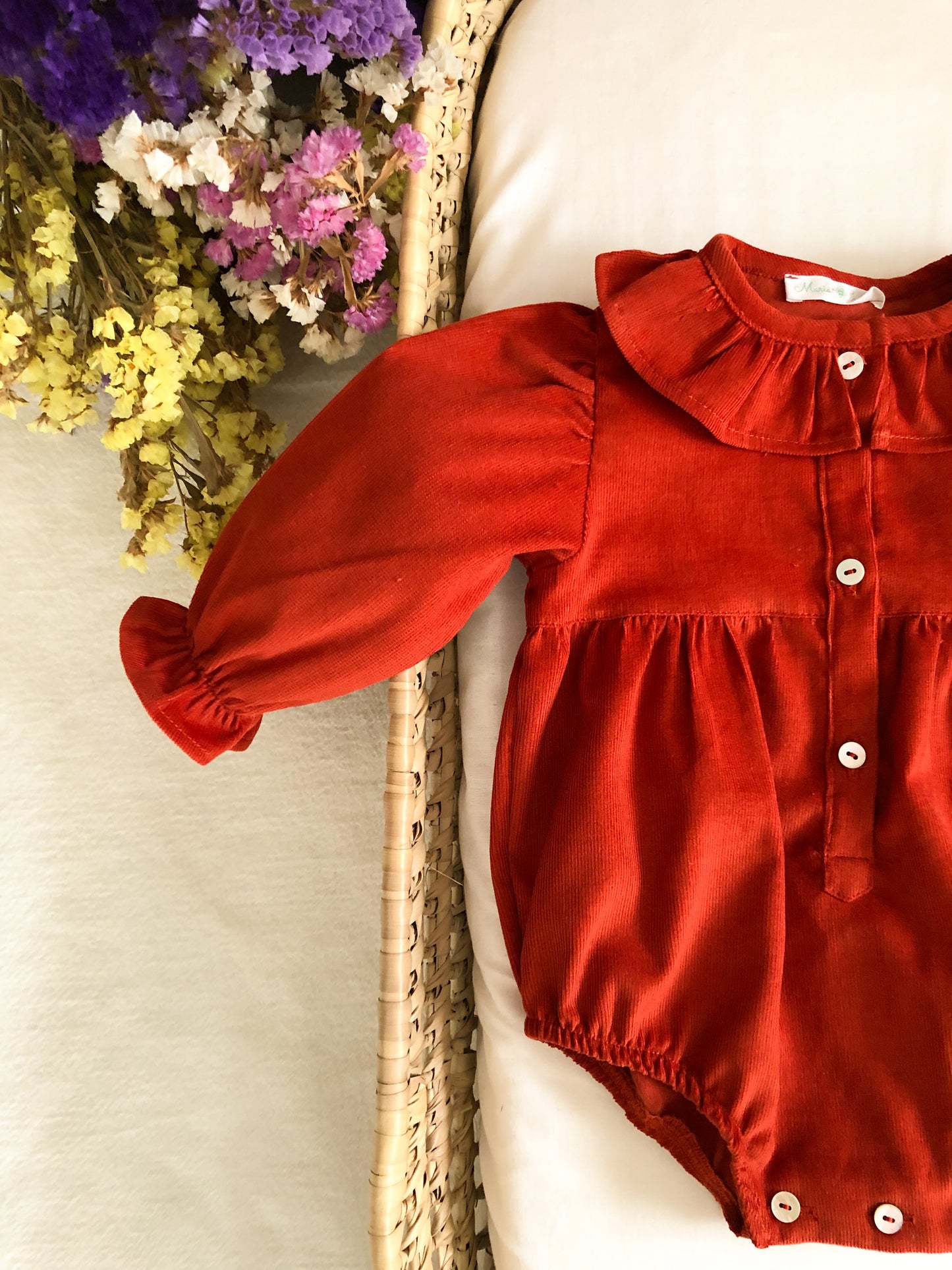 Orange Corduroy Romper