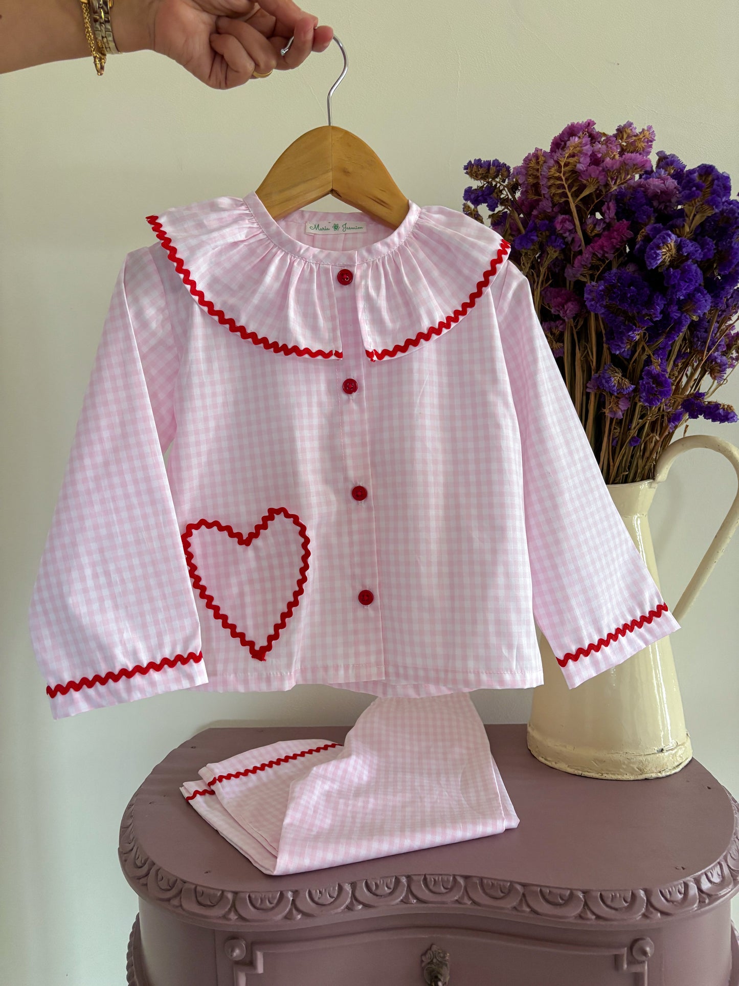 Pijama Vichy Rosa Coração