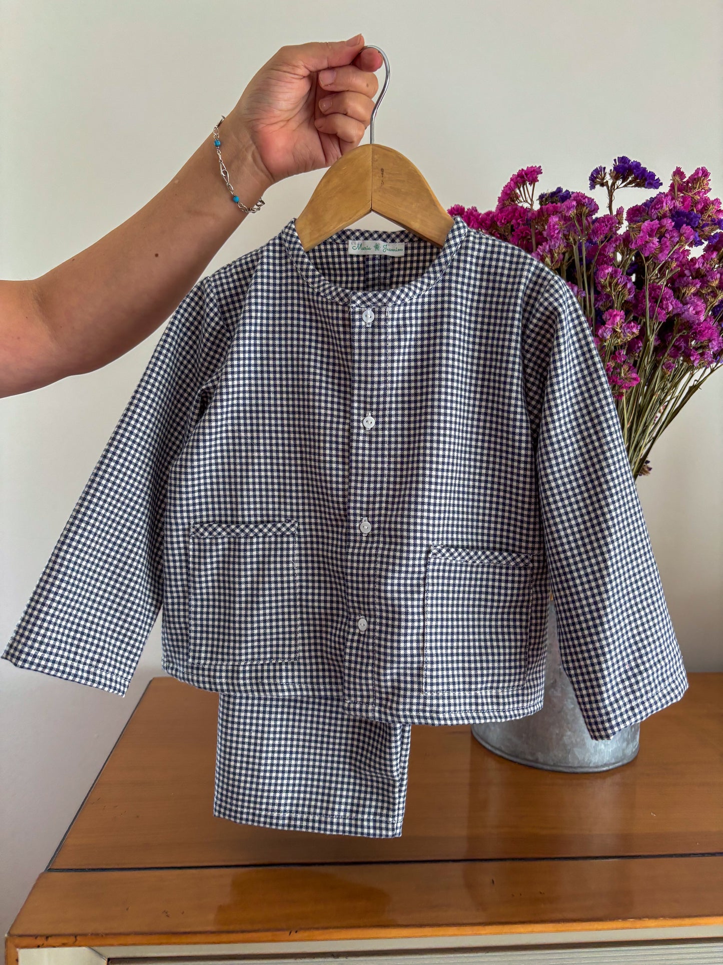 Pijama Vichy Azul Marinho Clássico