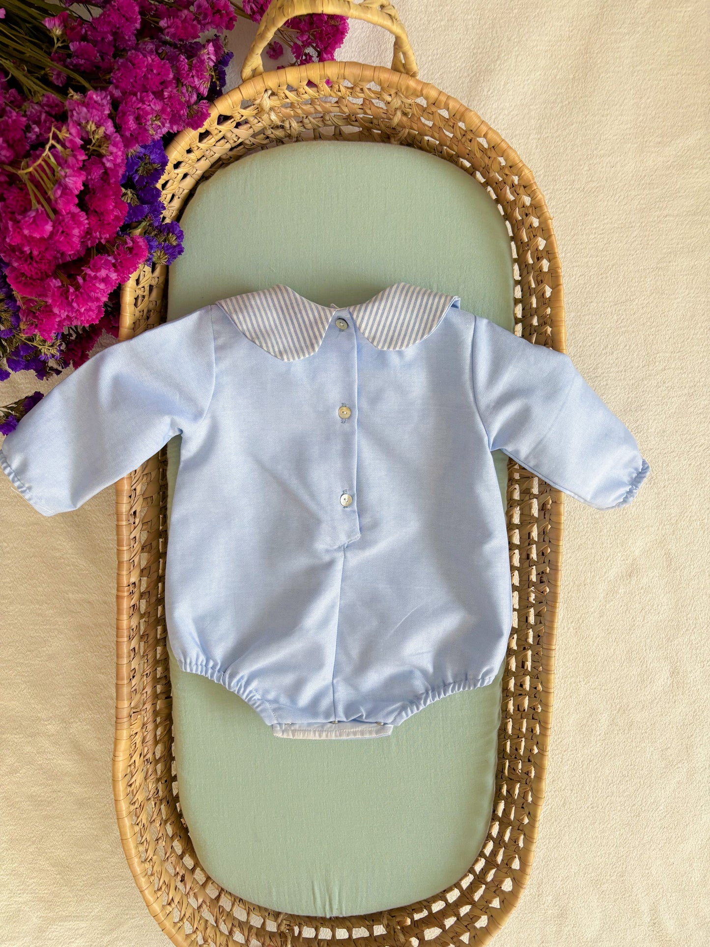 Fofo Oxford Risca Azul Manga Comprida