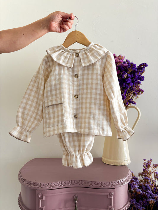 Pijama Musselina Vichy Bege