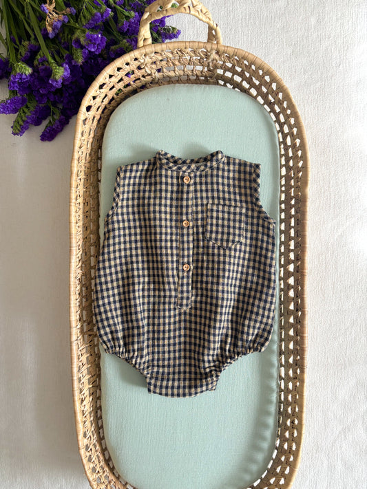 Fofo Vichy Camel e Azul Marinho