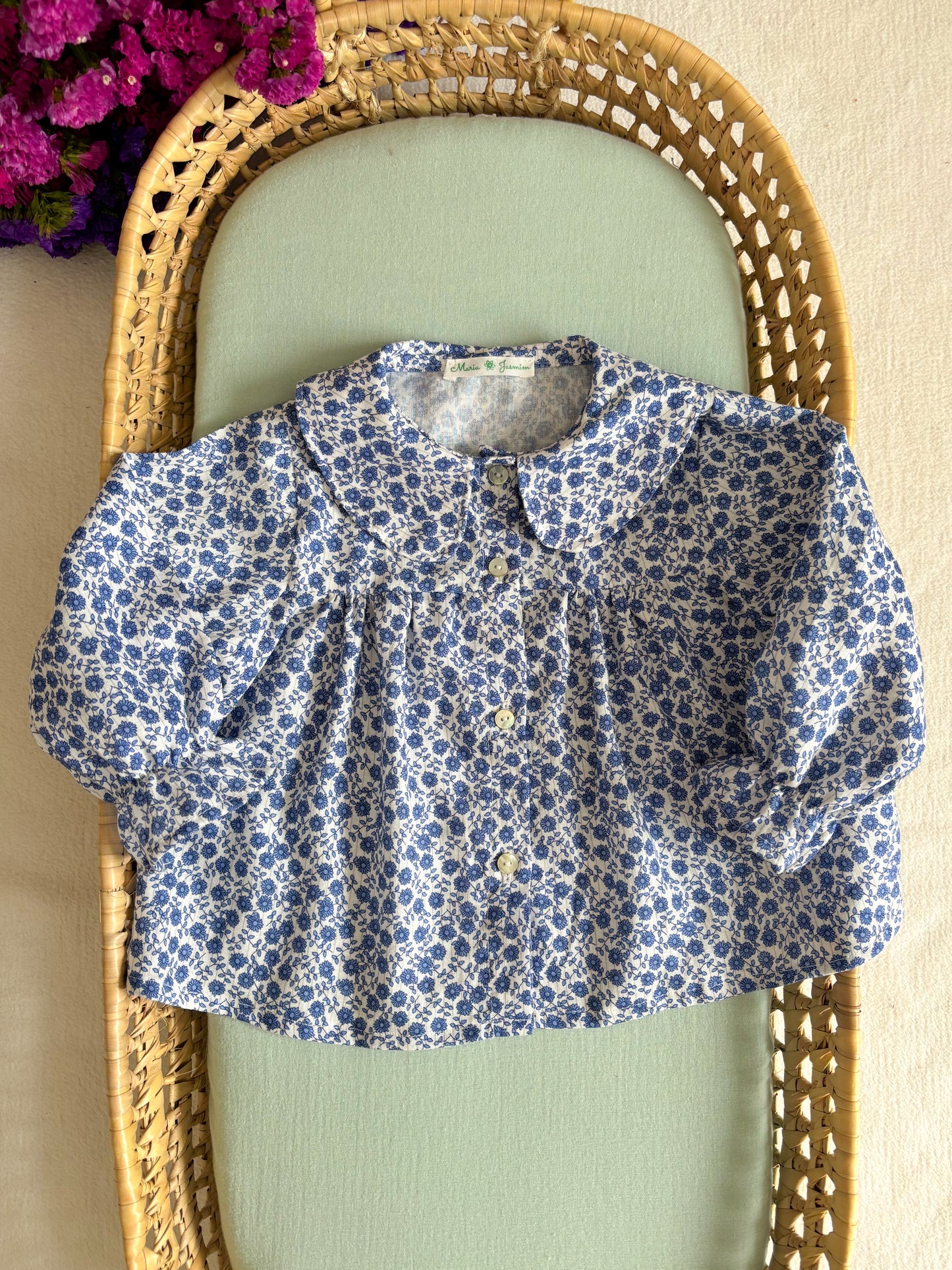 Blusa Linho Florida Gola Peter Pan