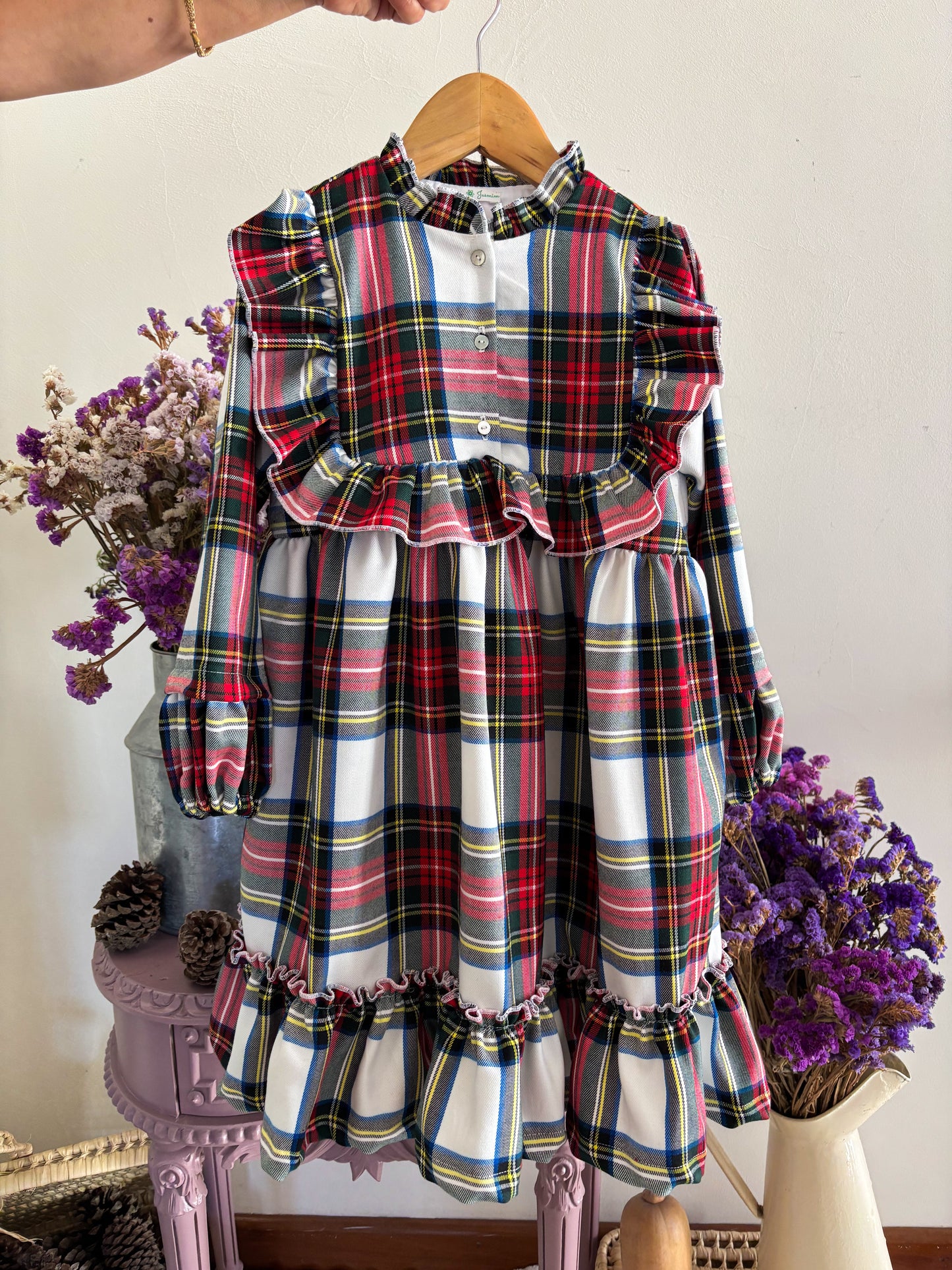 Vestido Tartan Xadrez Vermelho e Branco