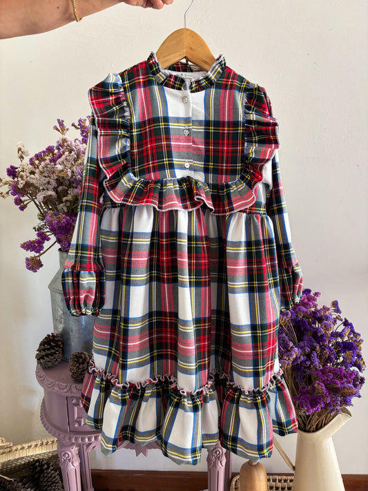 Vestido Tartan Xadrez Vermelho e Branco
