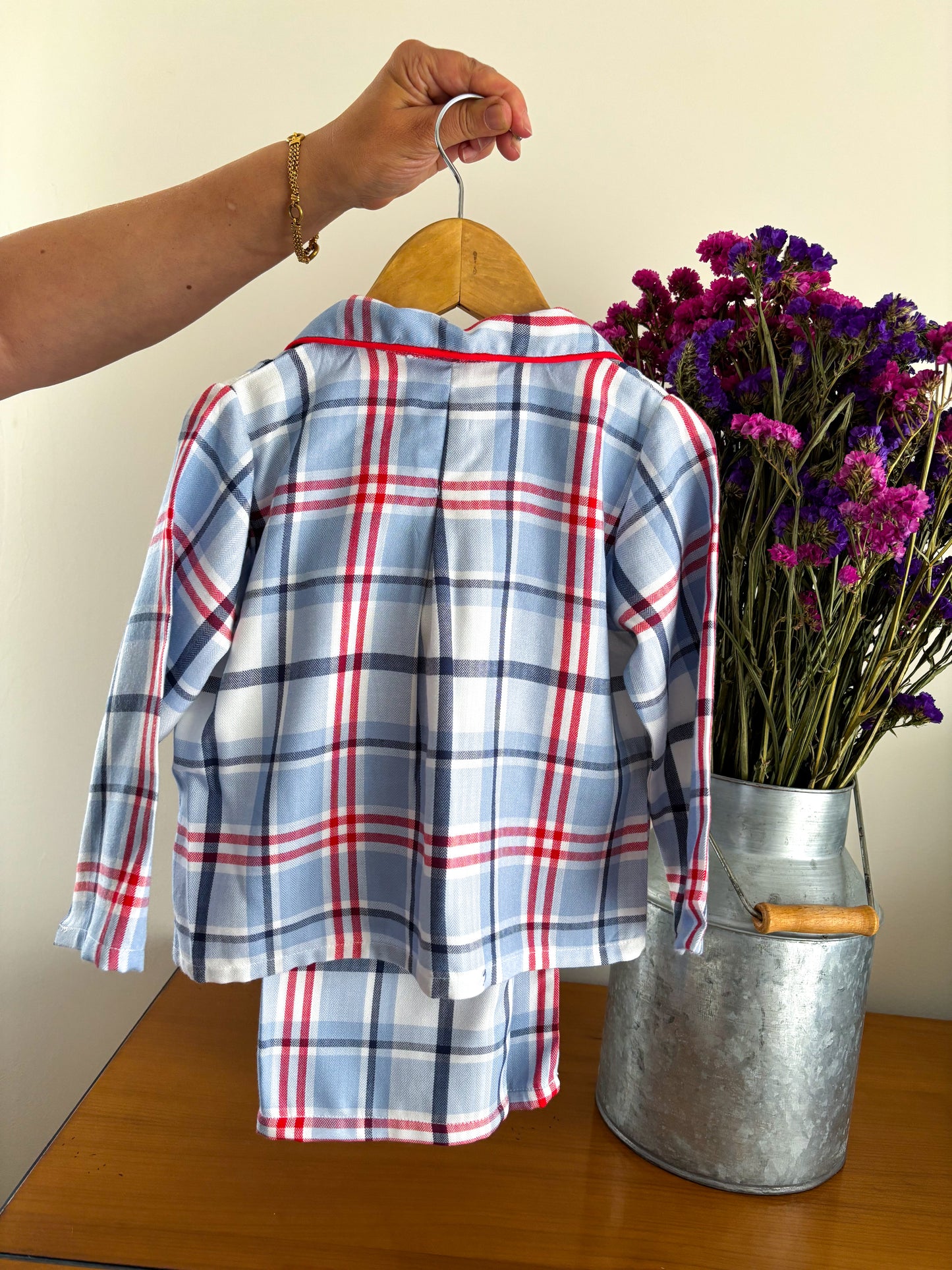 Pijama Clássico Xadrez Azul e Vermelho