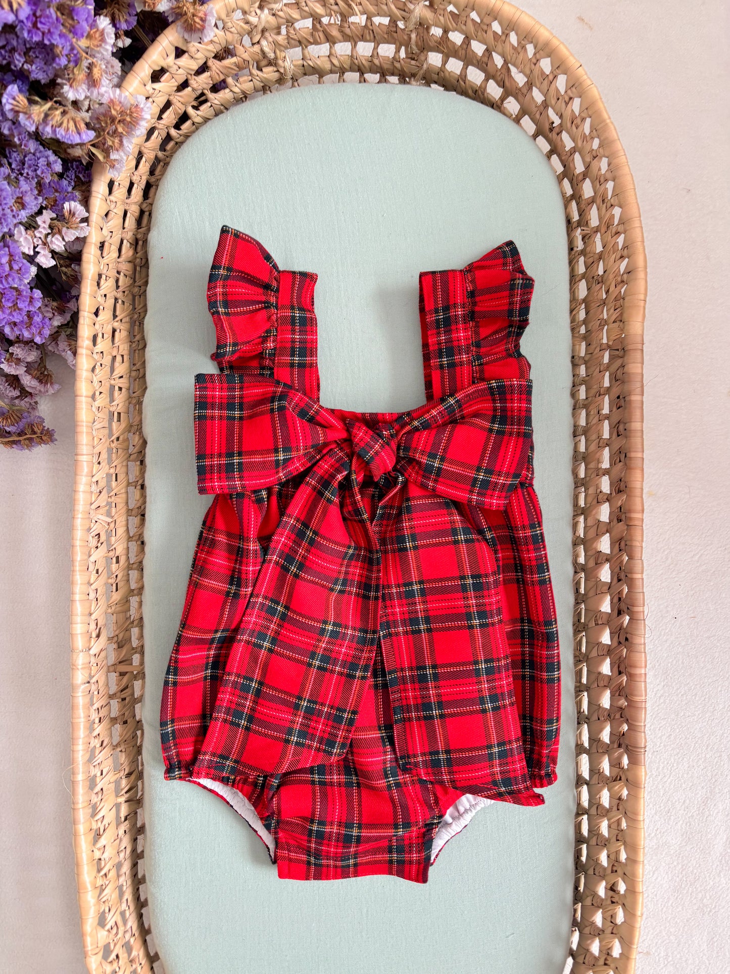 Fofo Alças Tartan Vermelho Laço