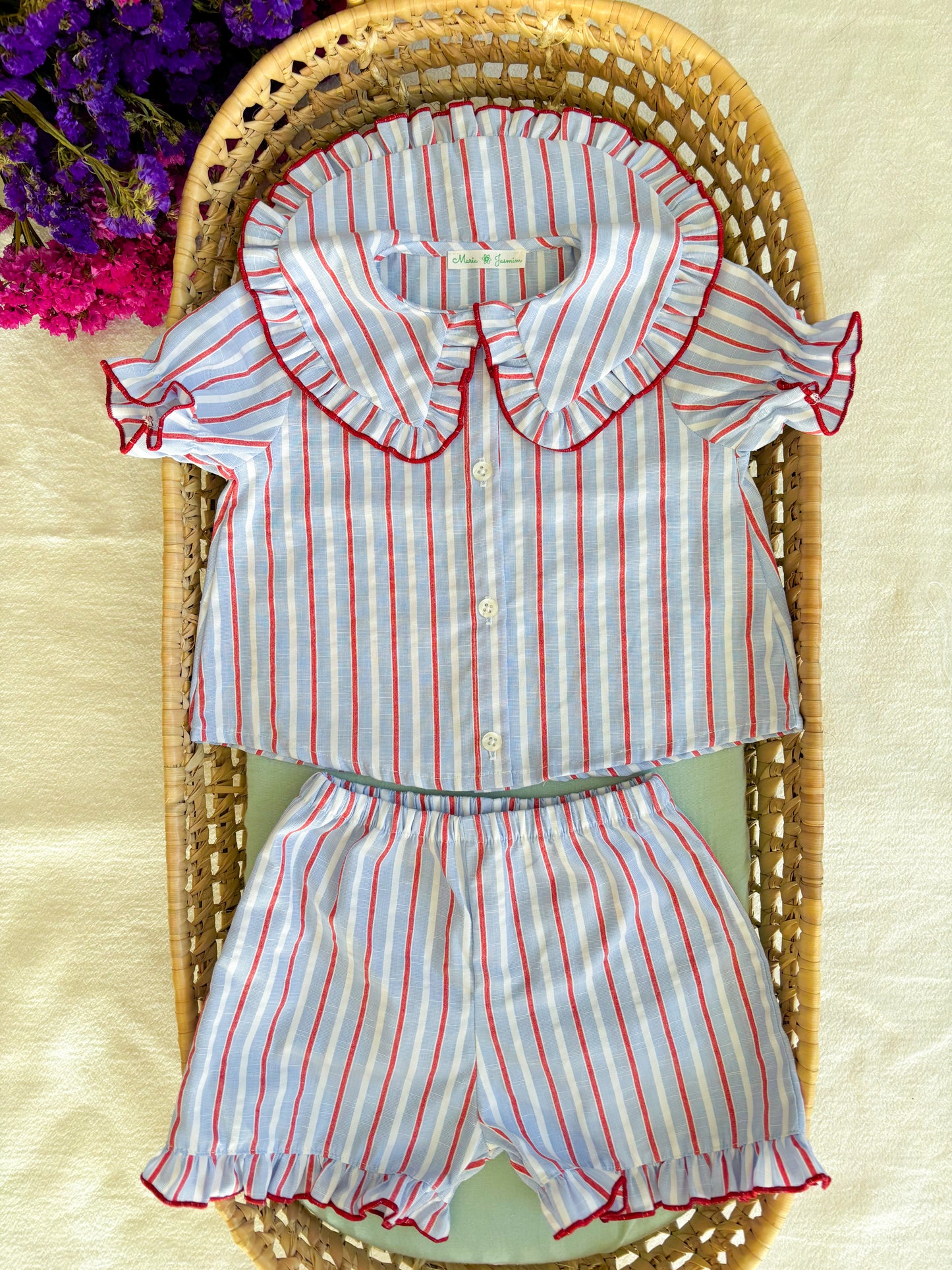 Pijama Risca Azul Gola Boneca