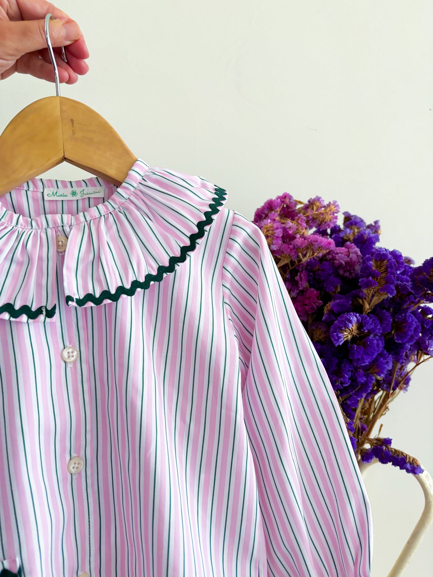 Pijama Risca Rosa e Verde