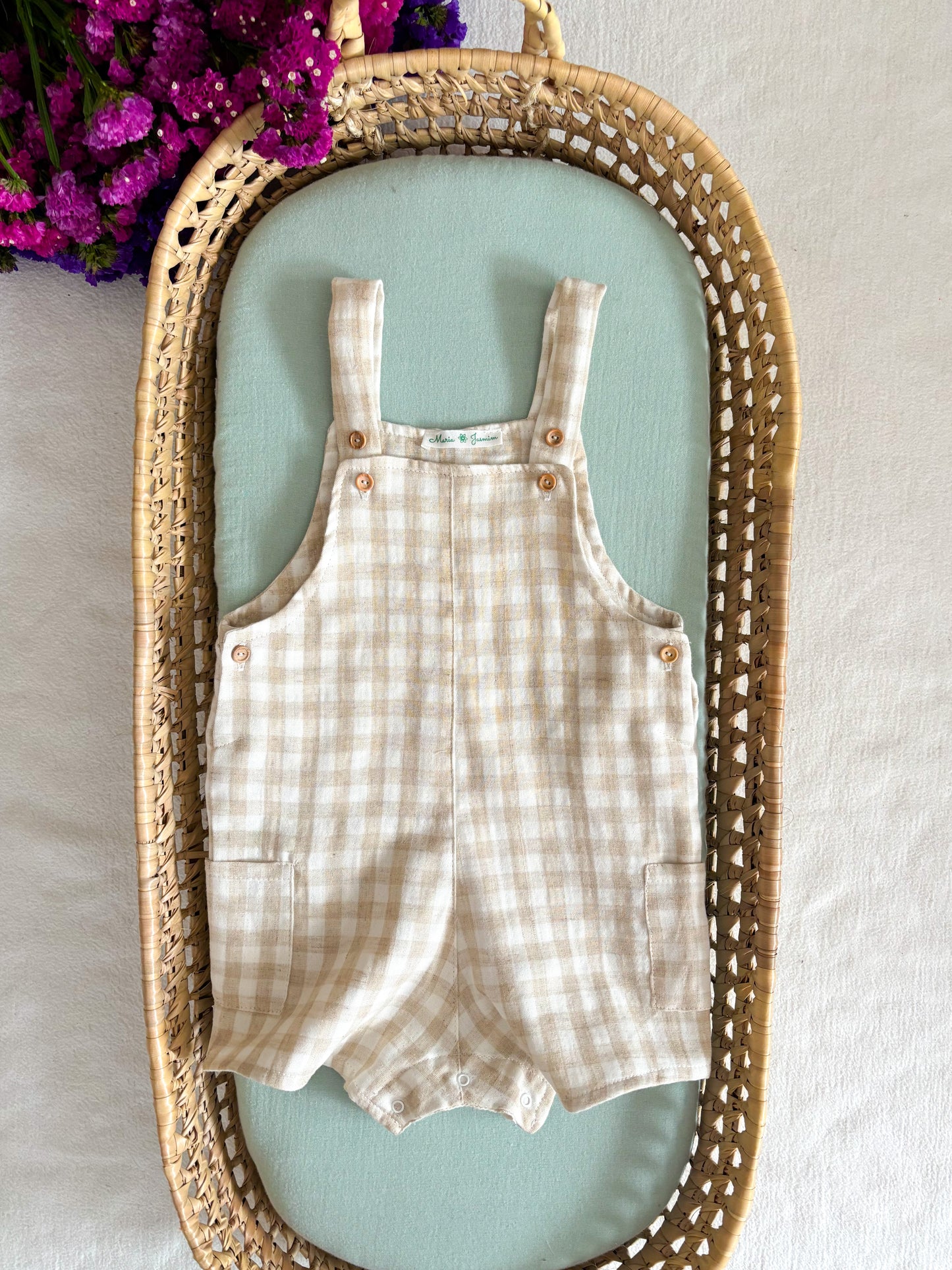 Jardineira Musselina Vichy Camel