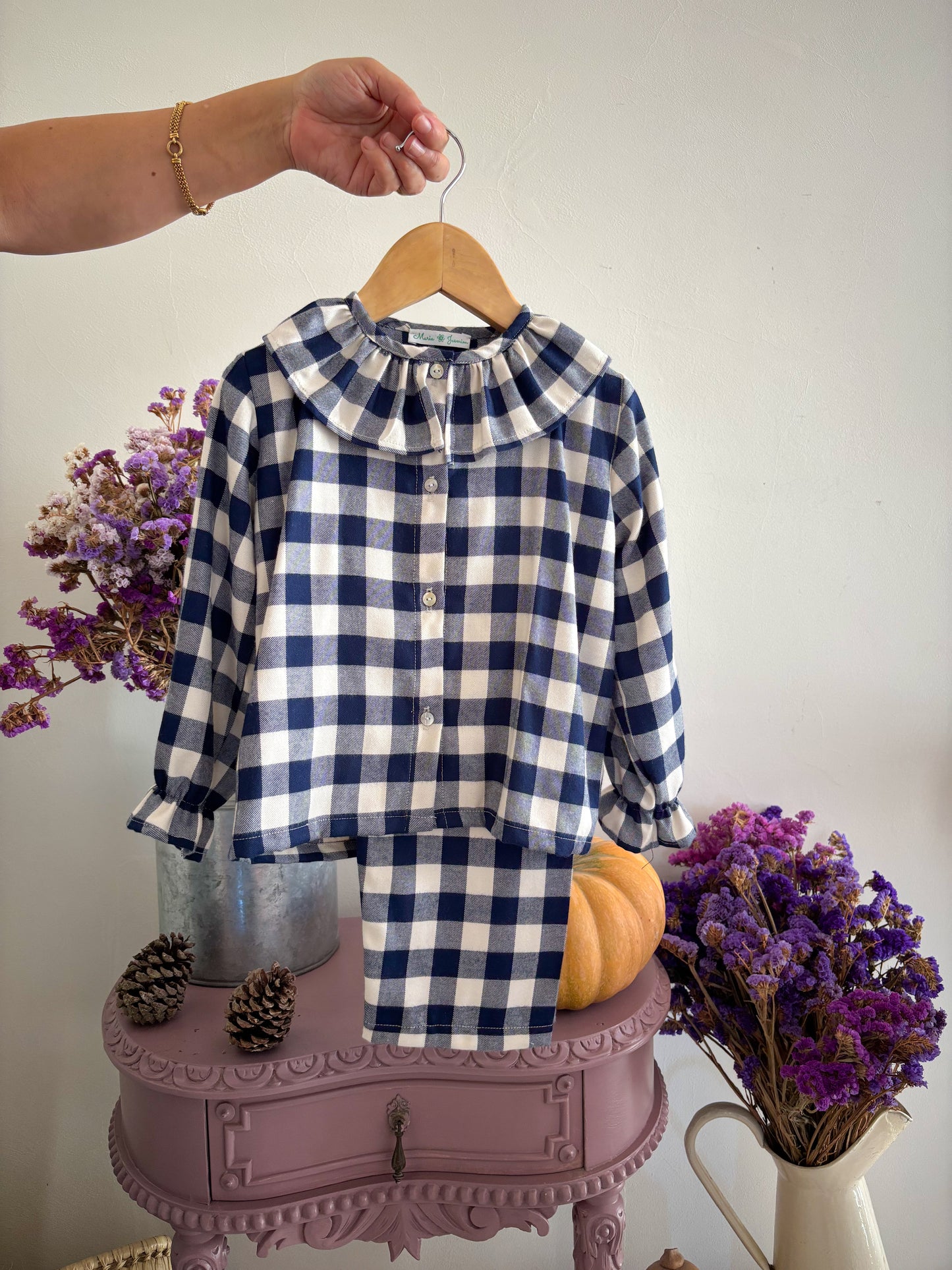 Blue Plaid Ruffle Pajamas