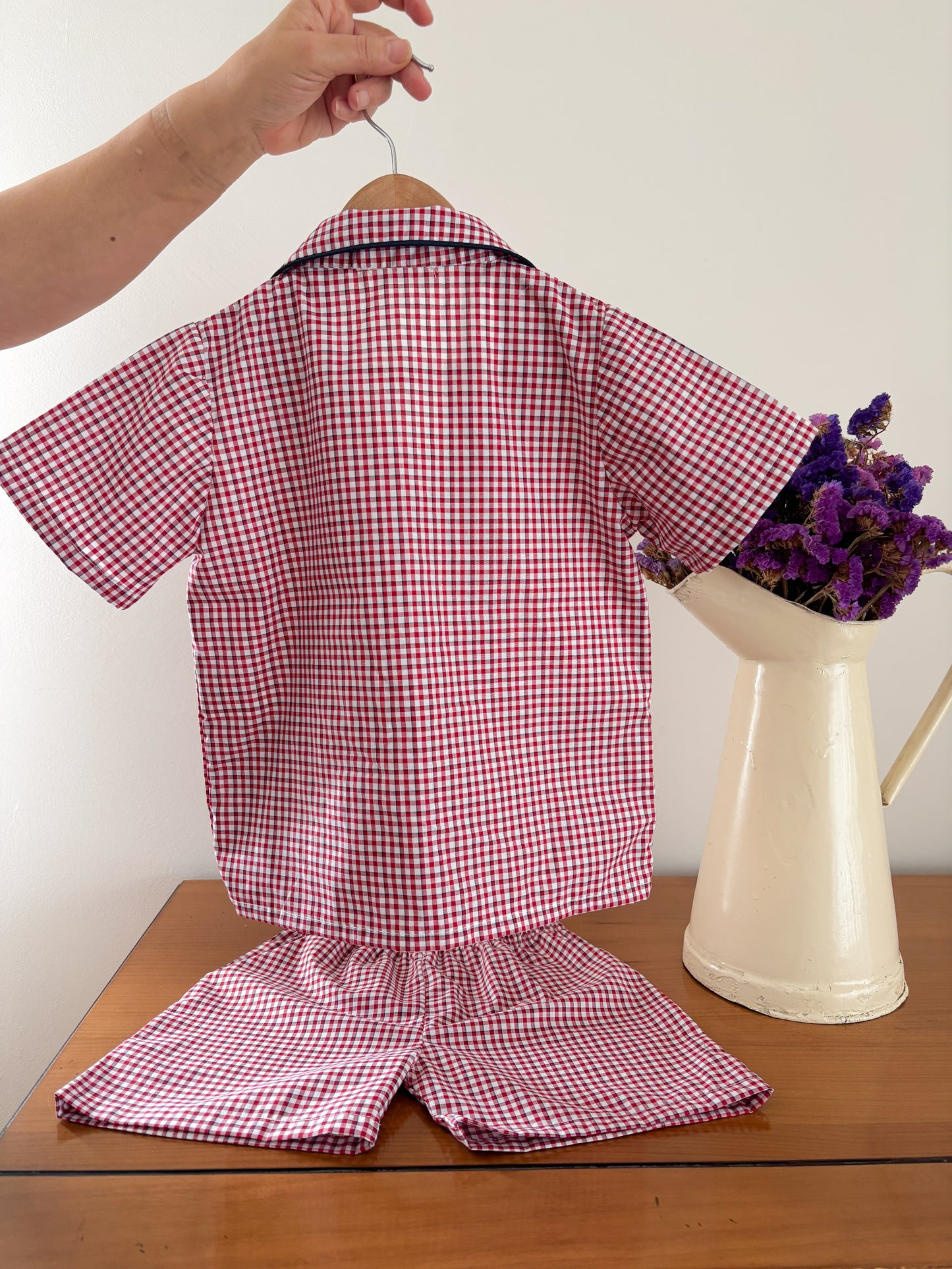 Pijama Clásico Vichy Rojo y Blanco