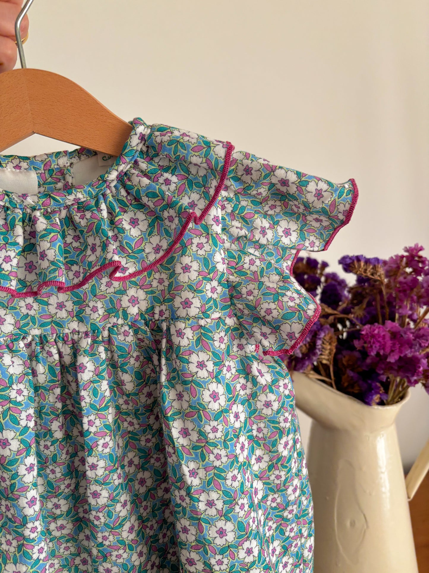 Vestido Muselina Floral Manga Corta