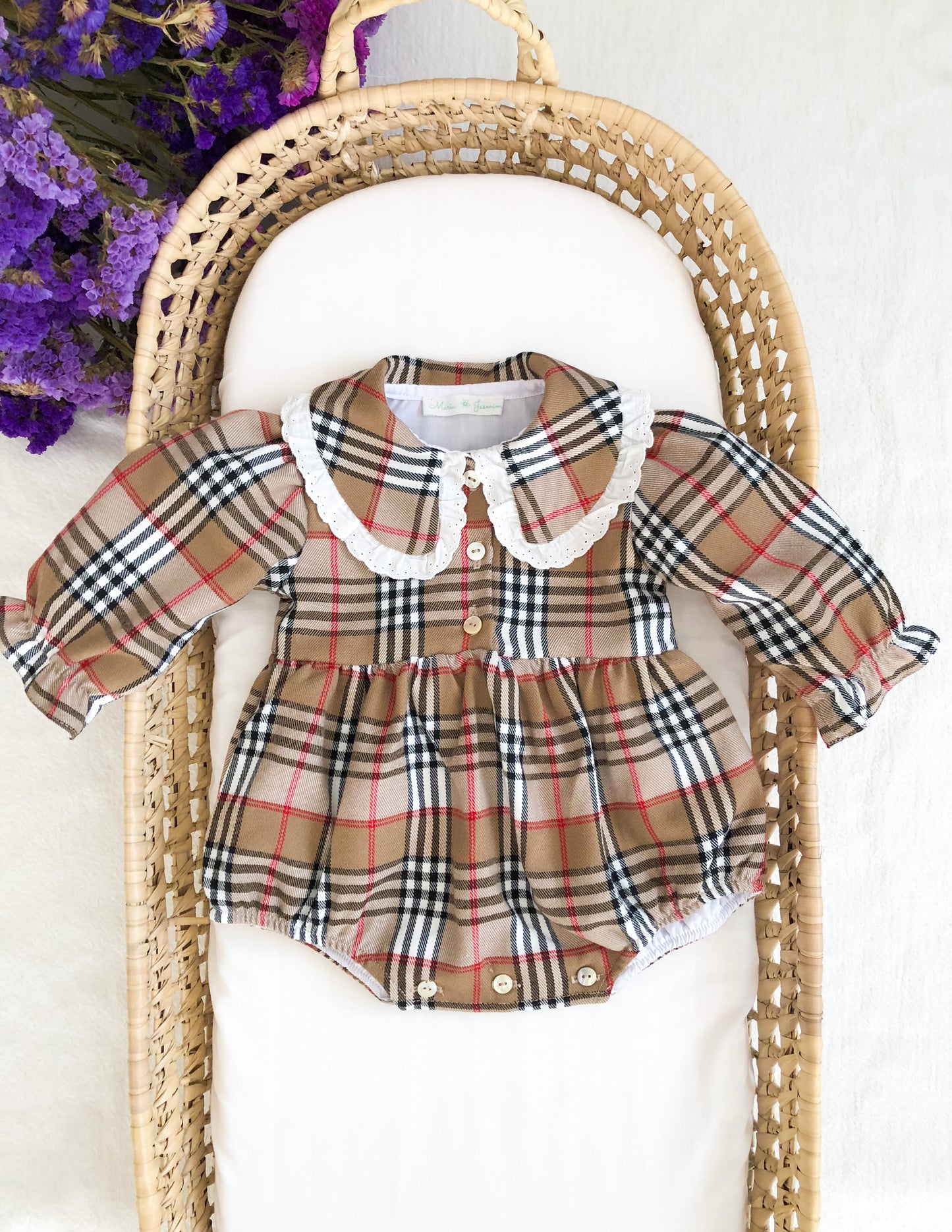 Romper Plaid Doll Collar