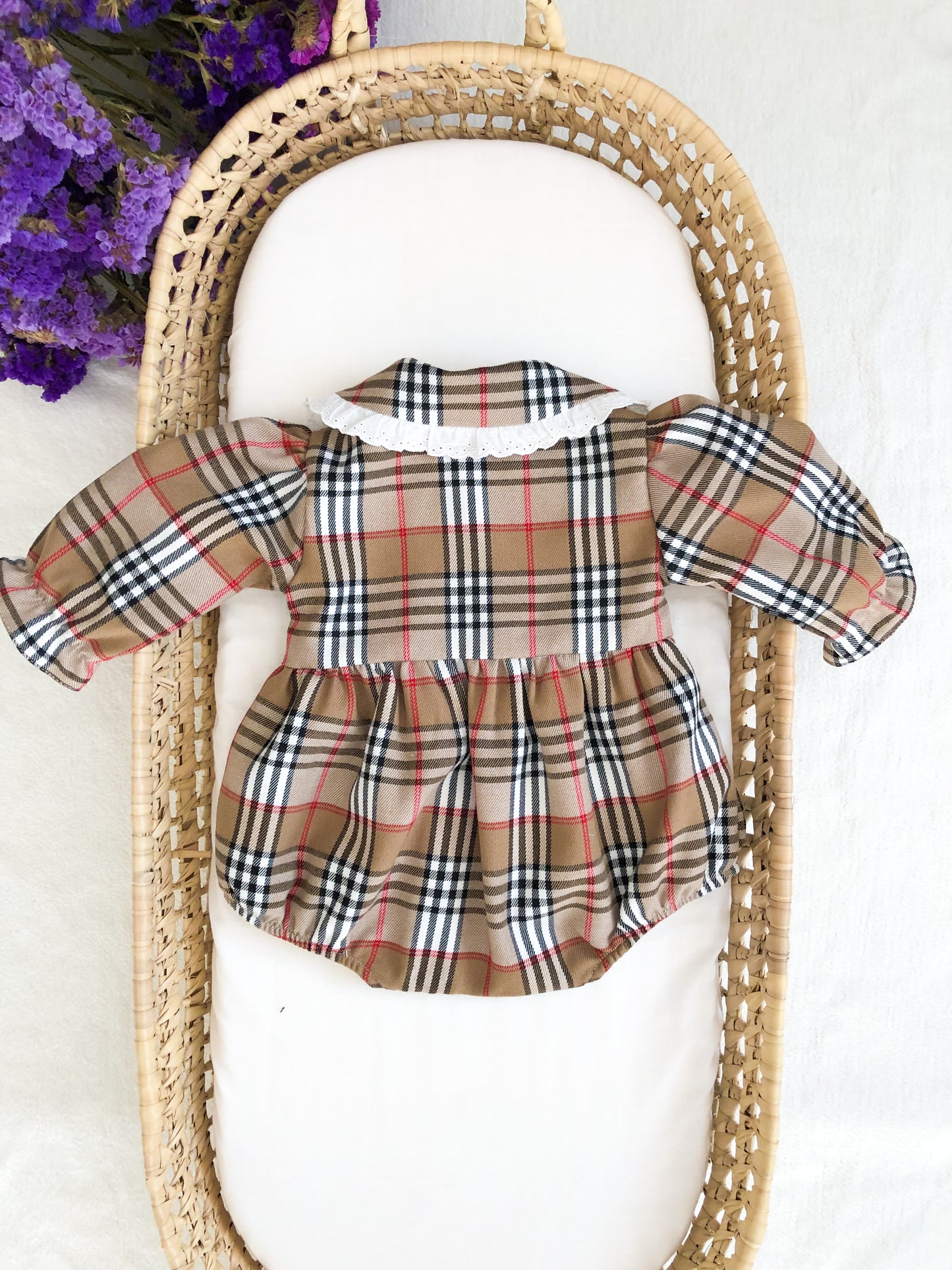 Romper Plaid Doll Collar