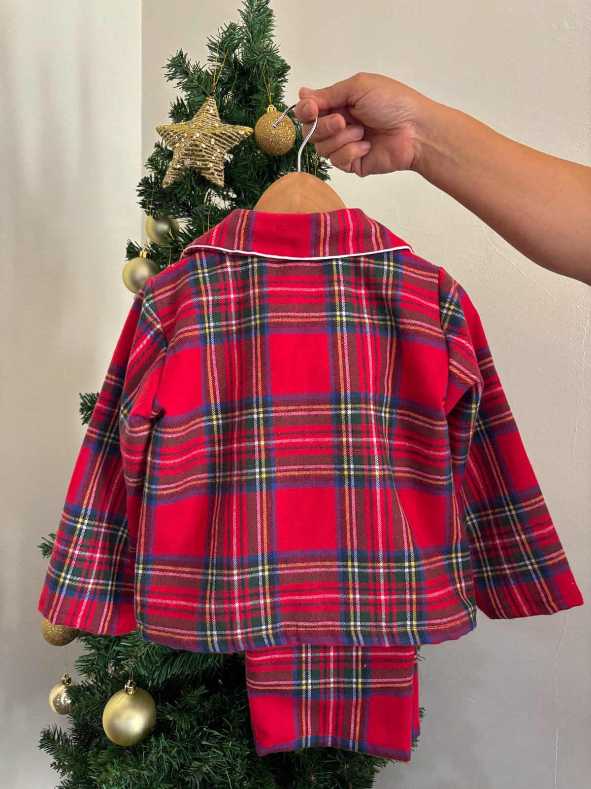 Pijama Clássico Xadrez Vermelho Menino Natal