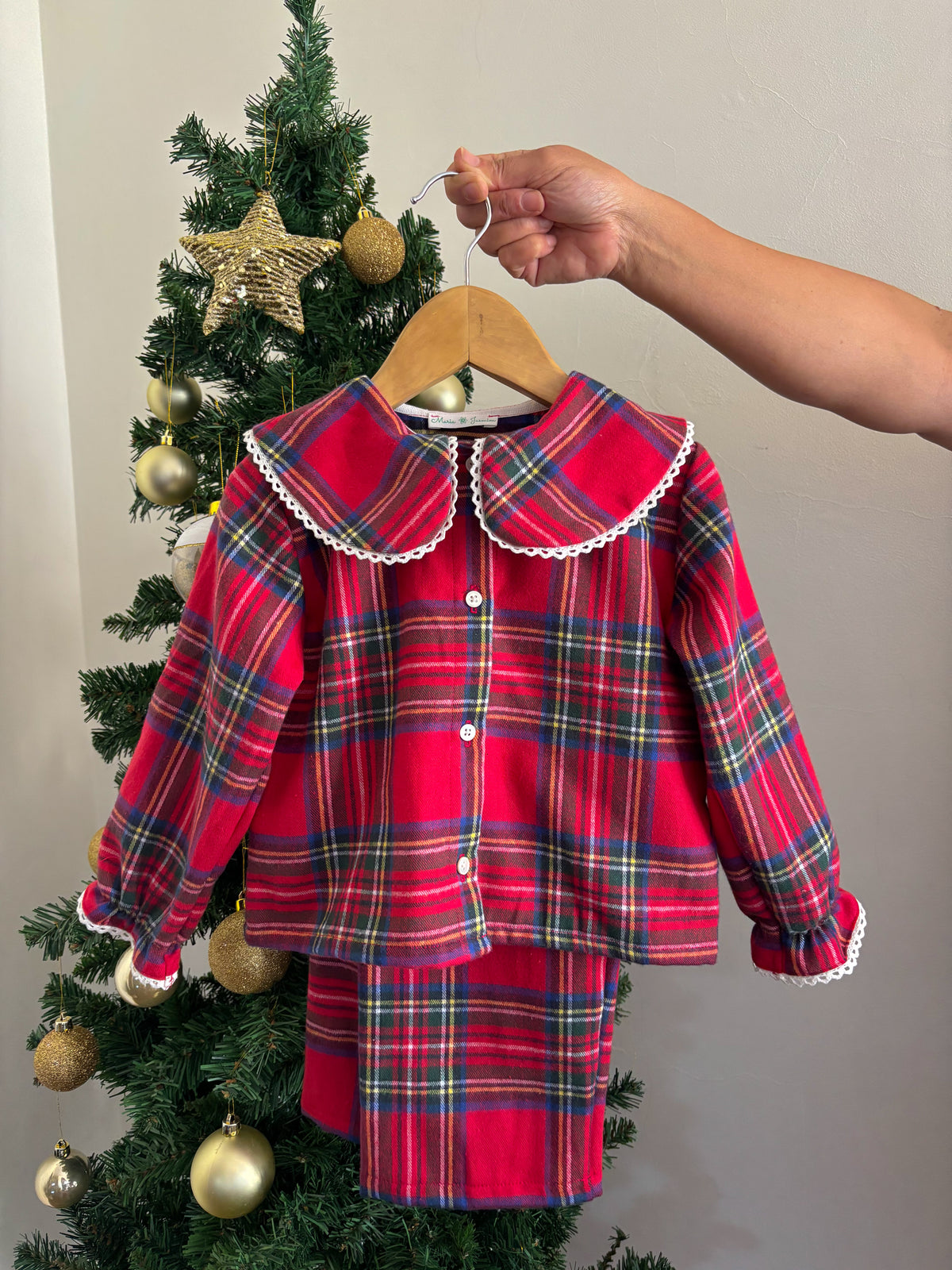 Pijama Gola Boneca Xadrez Natal Menina