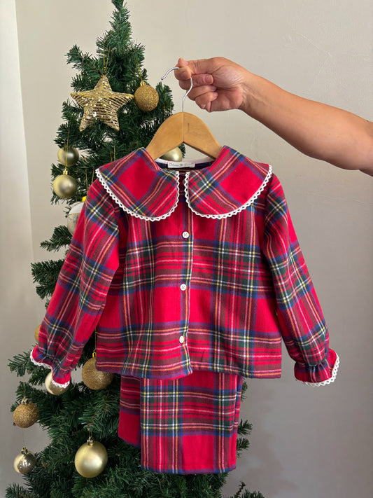 Pijama Gola Boneca Xadrez Natal Menina