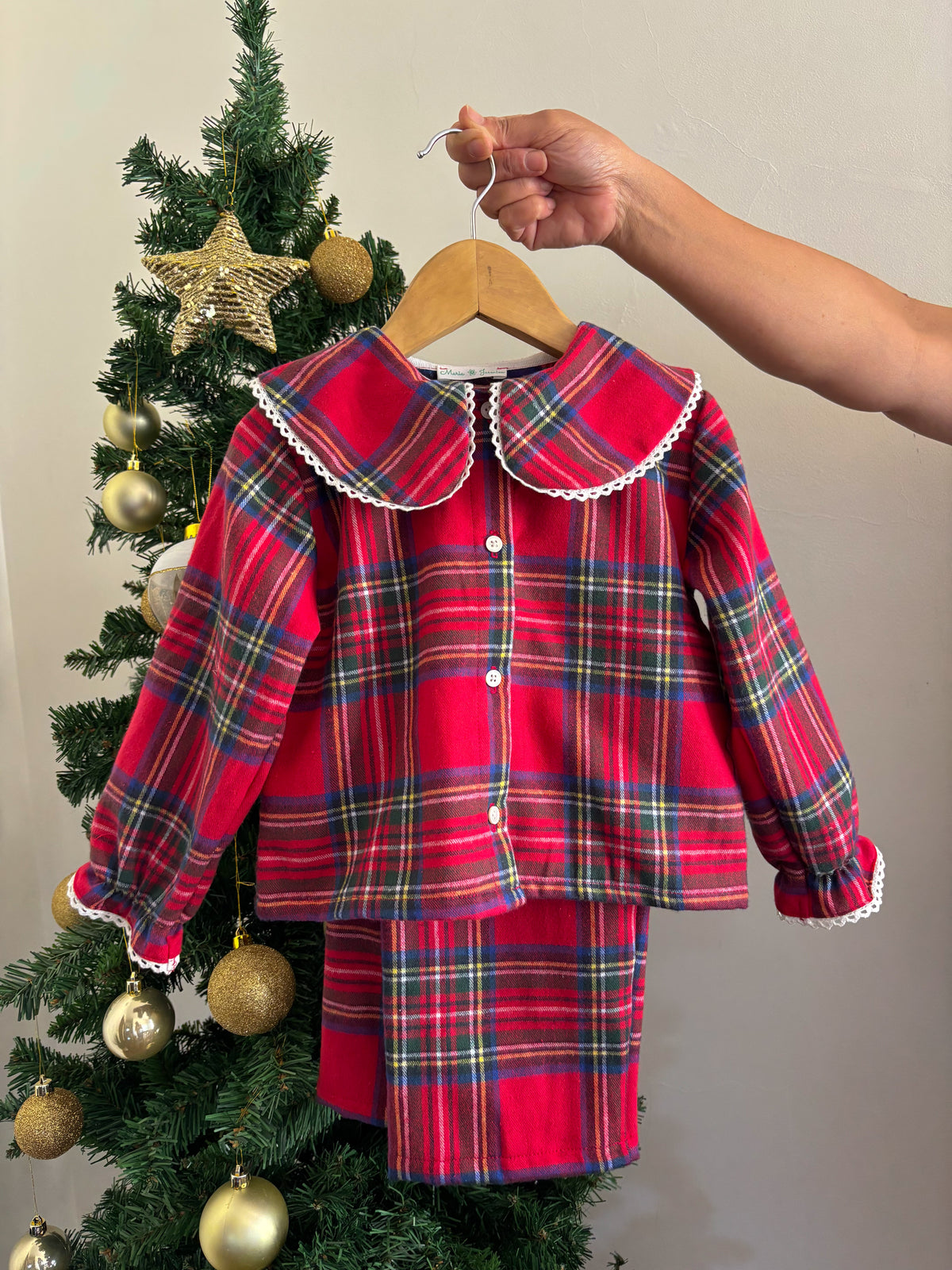 Pijama_Gola_Boneca_Xadrez_Menina_Natal Renda
