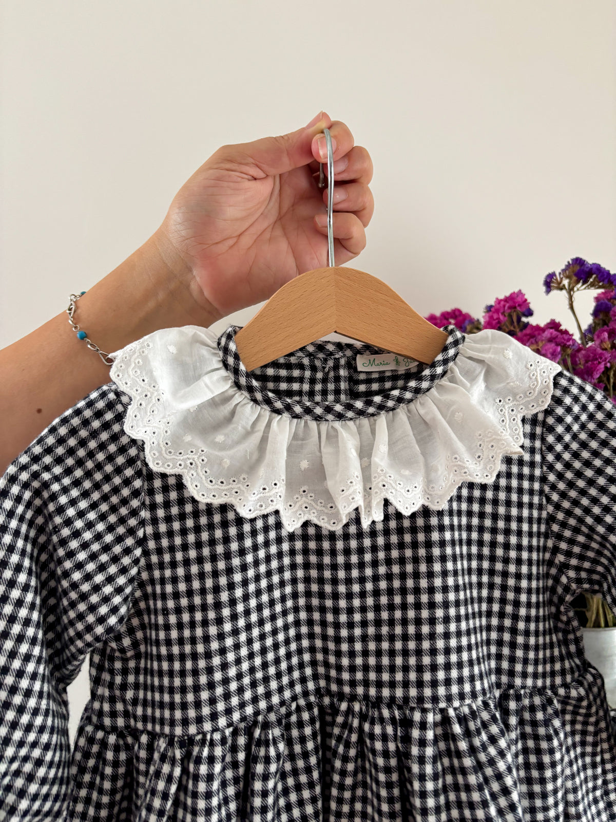 vestido vichy preto e branco