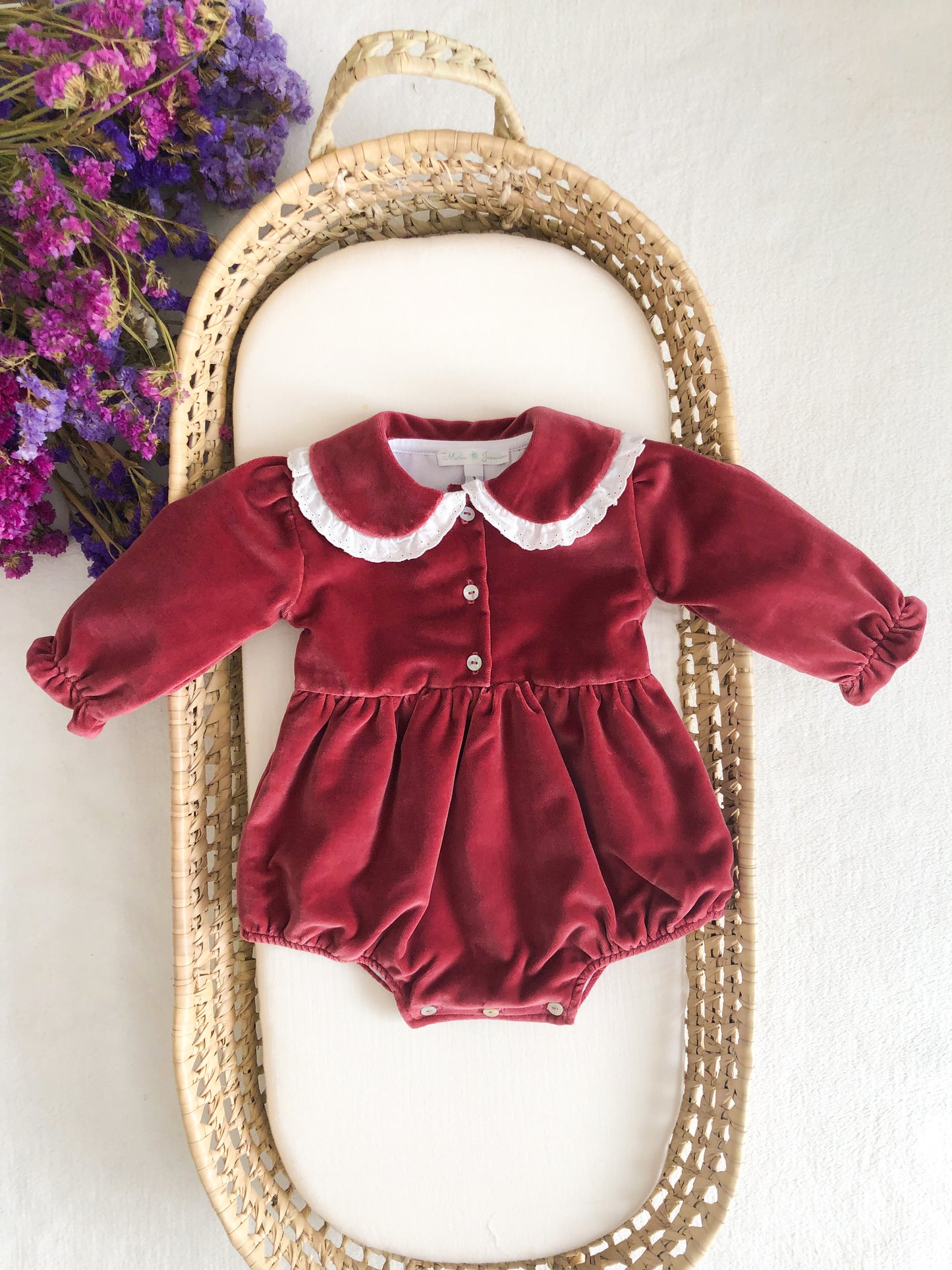 Old Pink Velvet Set Romper and Hat